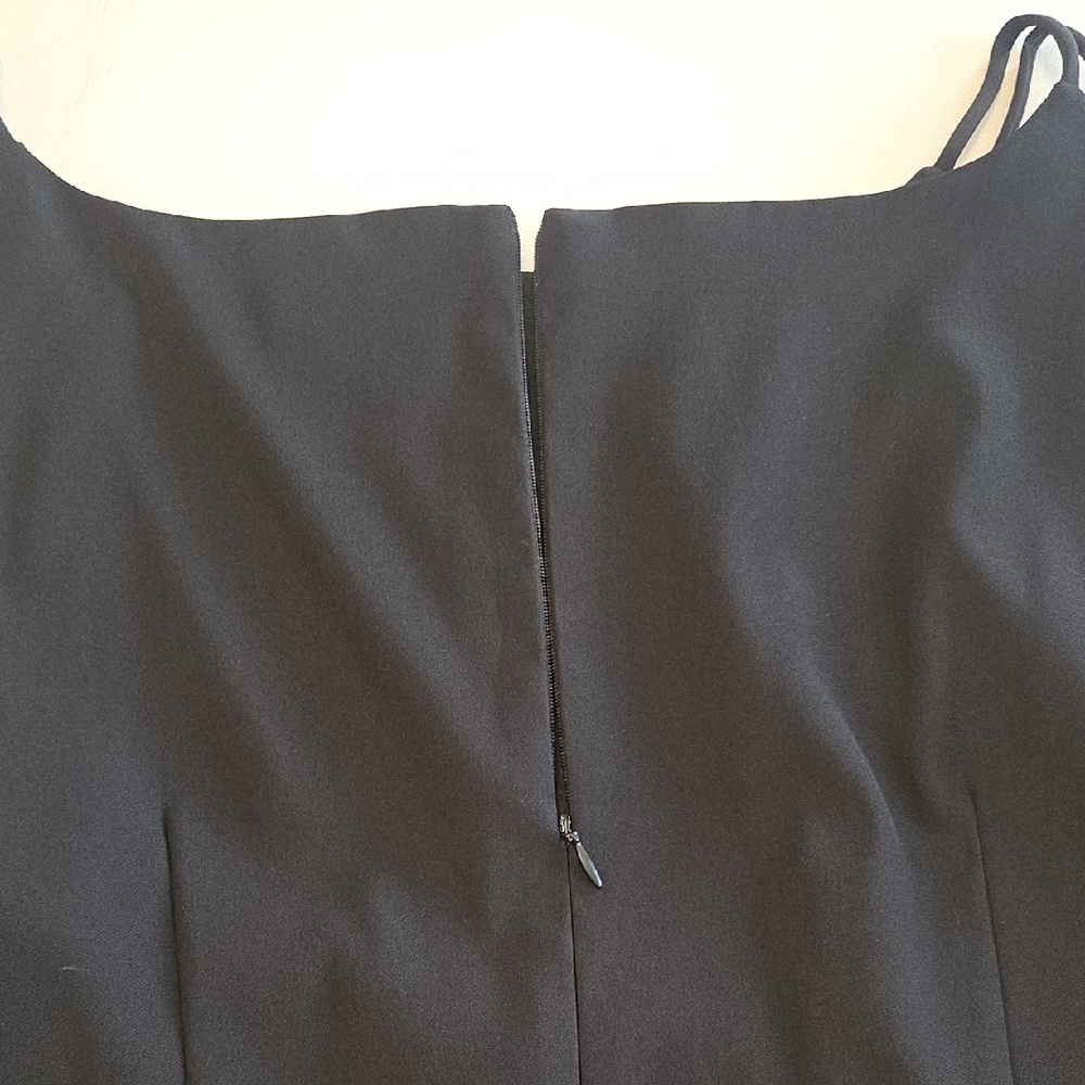 CDC Black Dress With Blue Emboidered Florals Size 16 - Picture 9 of 9
